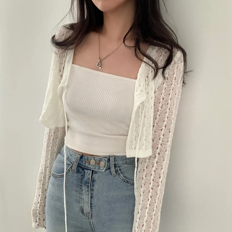 Women Tie Front Crop Cardigan  - огляд і ціна Crochet Top Boho