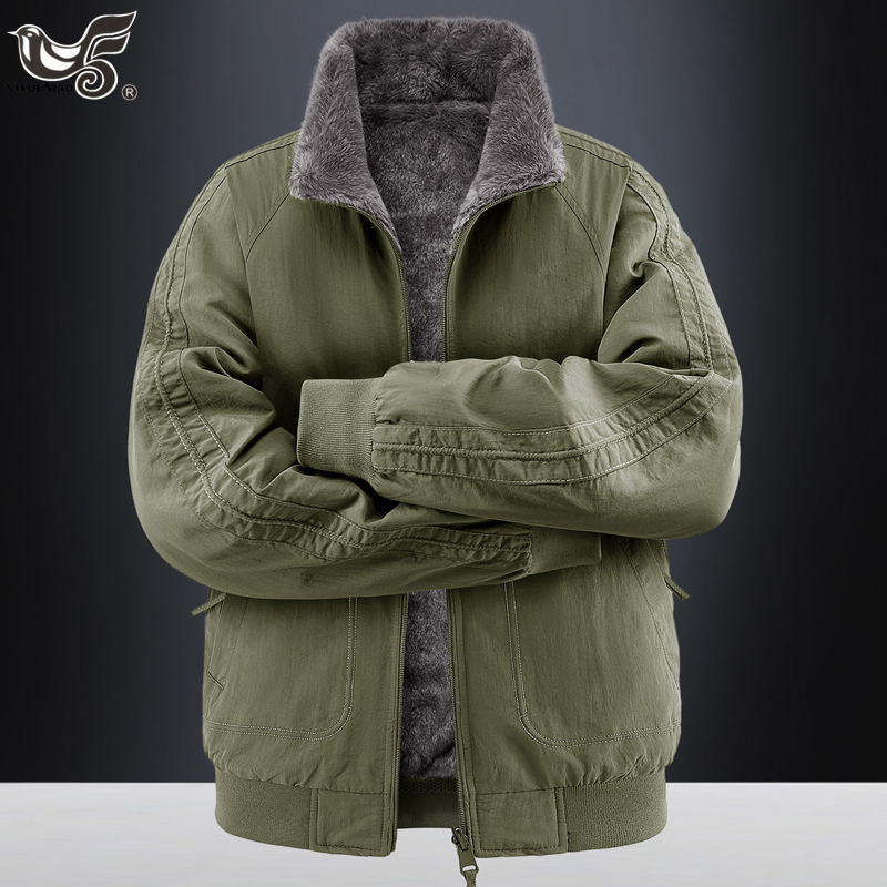 Men Parkas Thick Warm Reversib - огляд і ціна Varsity Jacket Wool