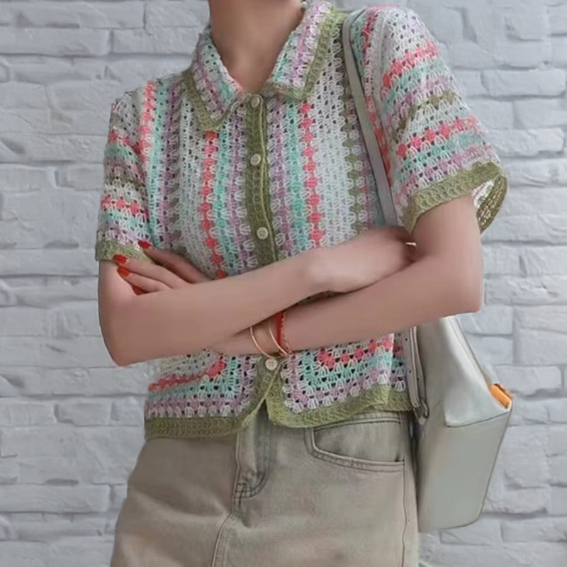 Button Up Crochet Shirt for Wo - огляд і ціна Crochet Top Boho