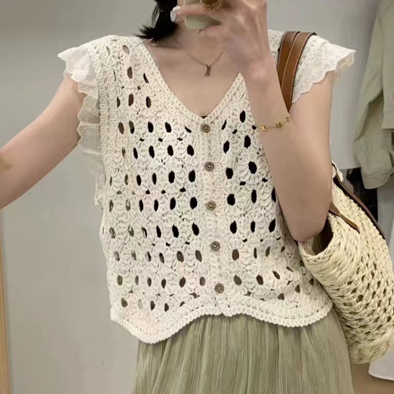 Ruffle Trim Crochet Vest Top B - огляд і ціна Crochet Top Boho