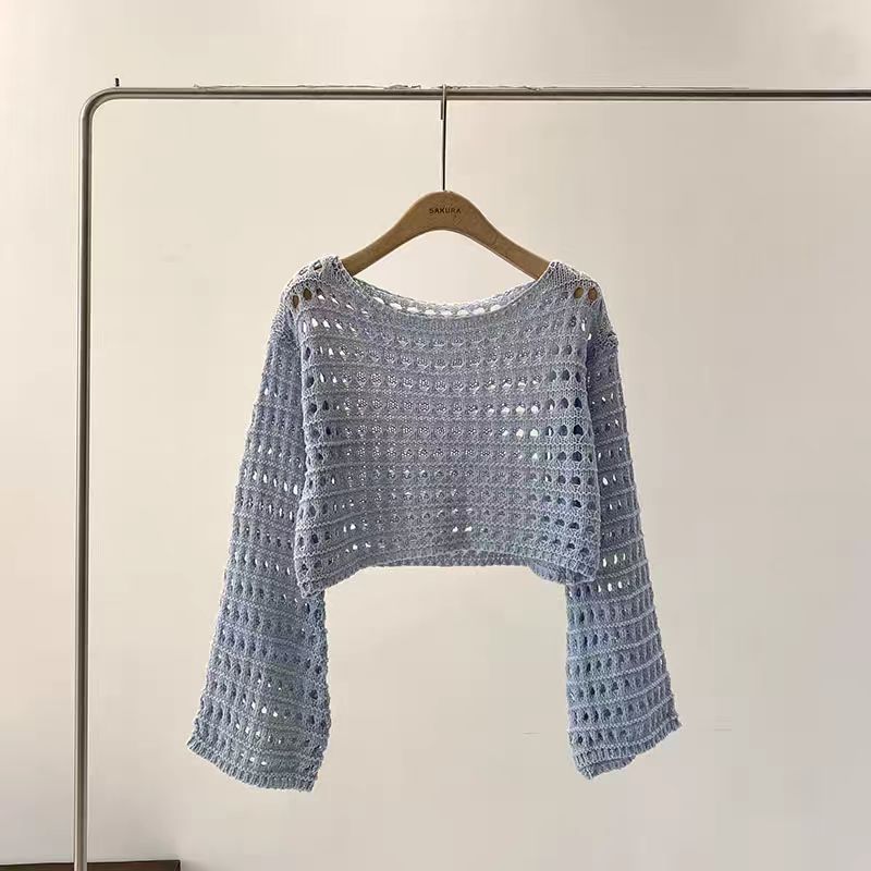 Long Sleeve Crochet Knit Top S - огляд і ціна Crochet Top Boho