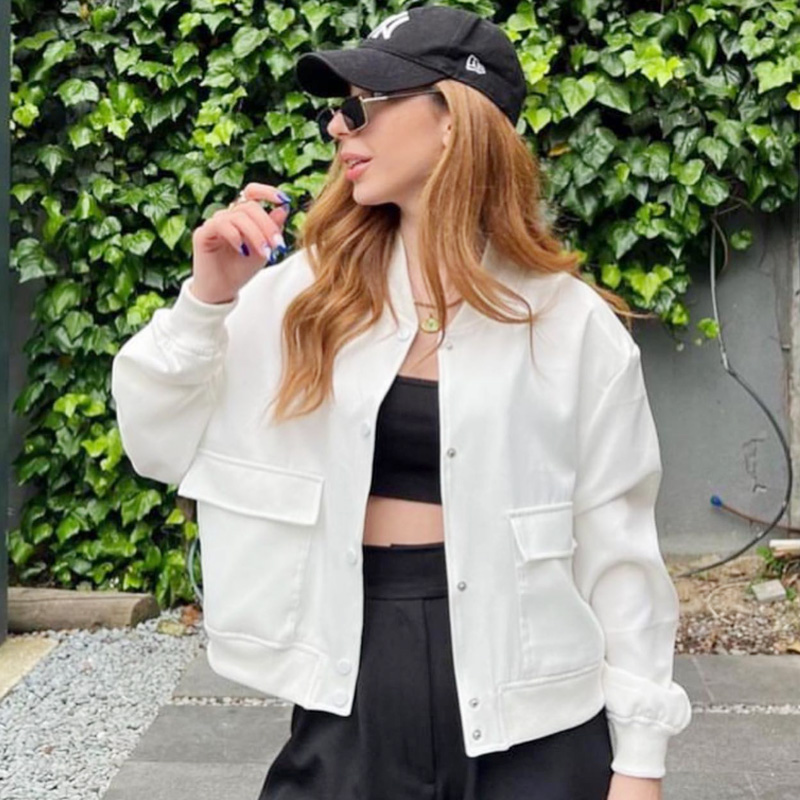 HXAO Women's Bomber Jacket Cro - огляд і ціна Varsity Jacket Wool