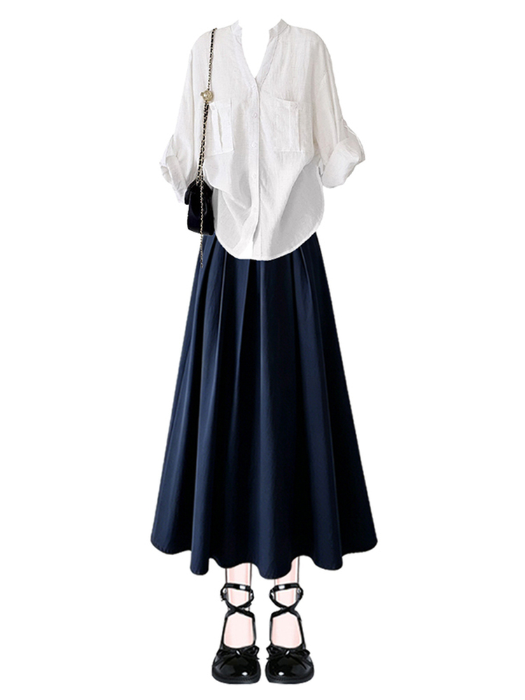 Loose Long Sleeve V-Neck Casua - огляд і ціна Vintage Fashion Collection