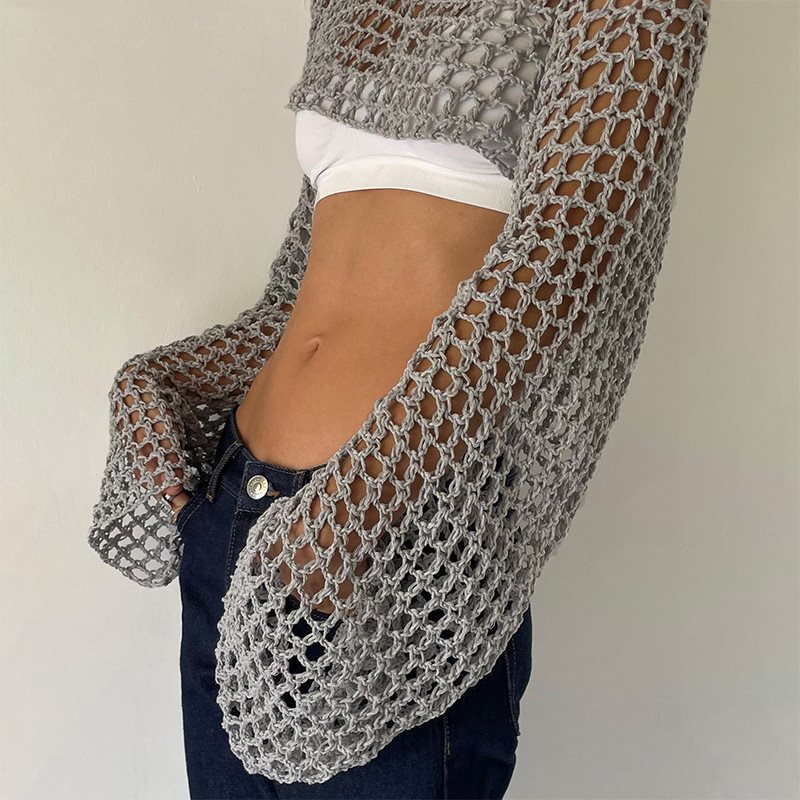 Long Sleeve Crochet Crop Top S - огляд і ціна Crochet Top Boho