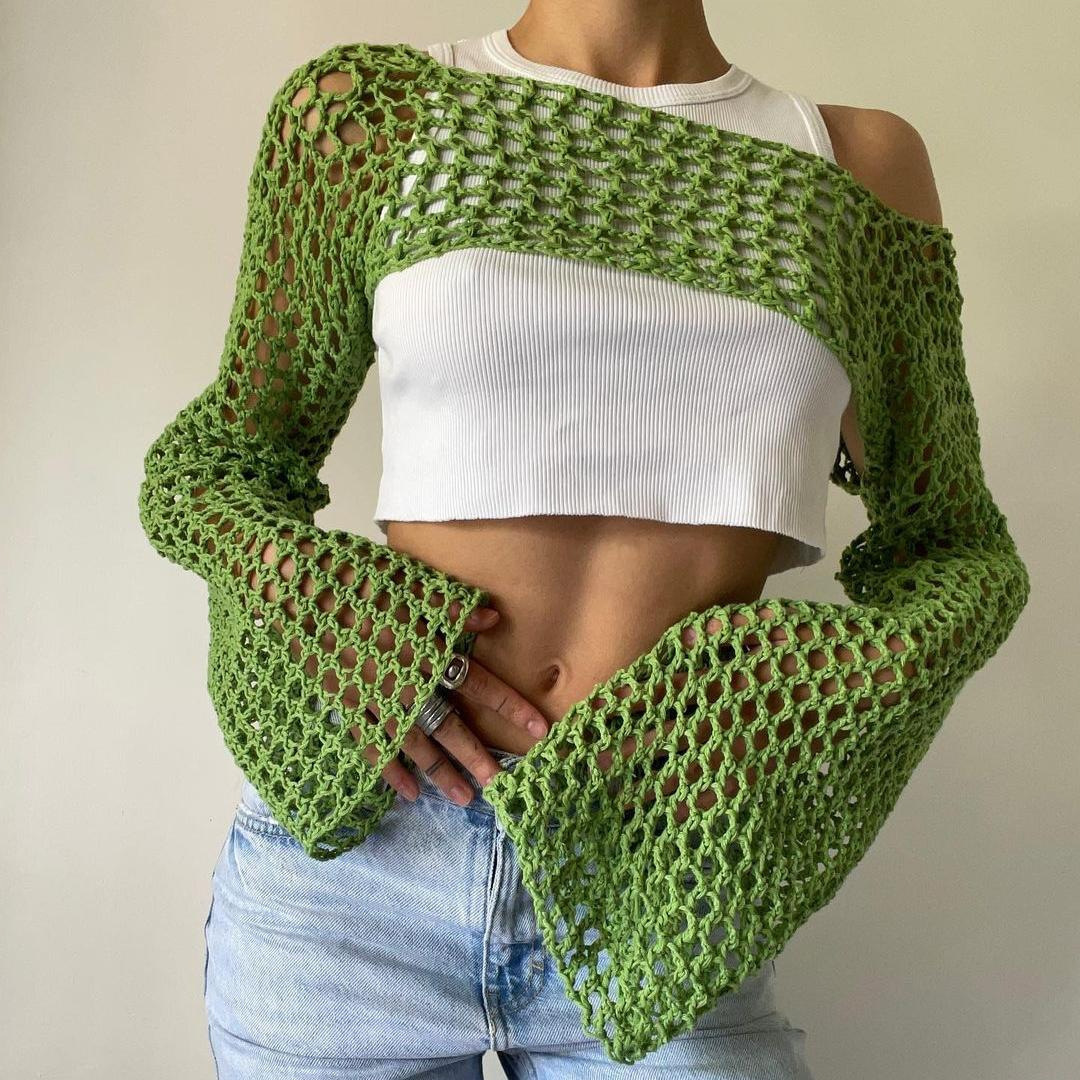 Long Sleeve Crochet Crop Top S - огляд і ціна Crochet Top Boho
