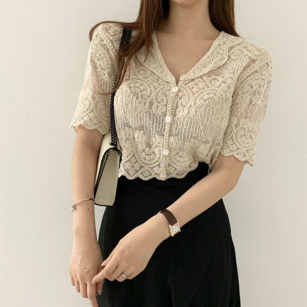 Sheer Embroidery Lace Blouse C - огляд і ціна Crochet Top Boho