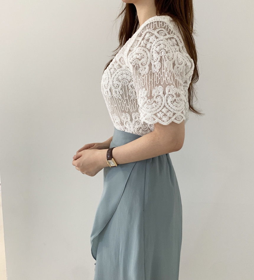 Sheer Embroidery Lace Blouse C - огляд і ціна Crochet Top Boho